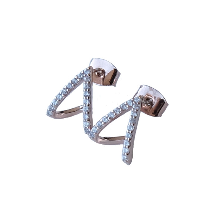 ピンクゴールド | 耳元を美しく演出してくれる逆V字ビジューピアス | aquagarage