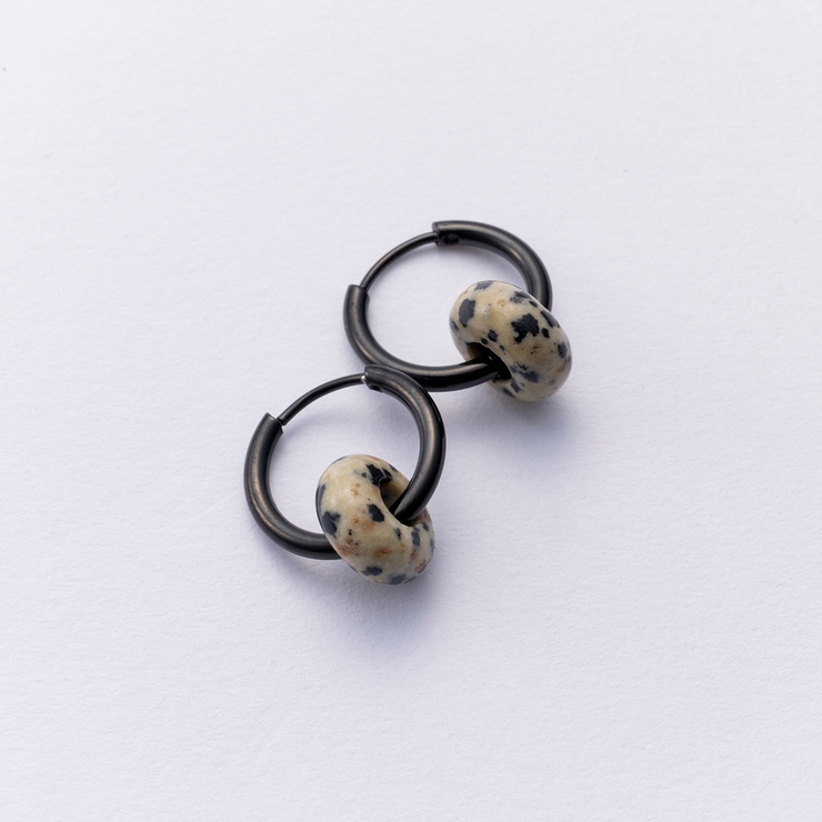 BLACK | ストーンフープピアス | 4quince