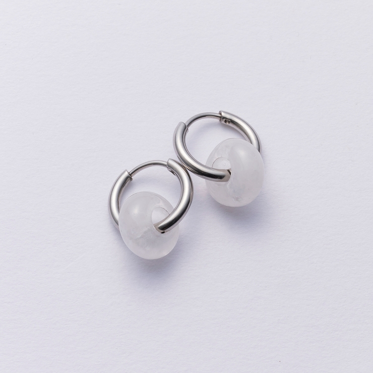 SILVER | クォーツフープピアス | 4quince