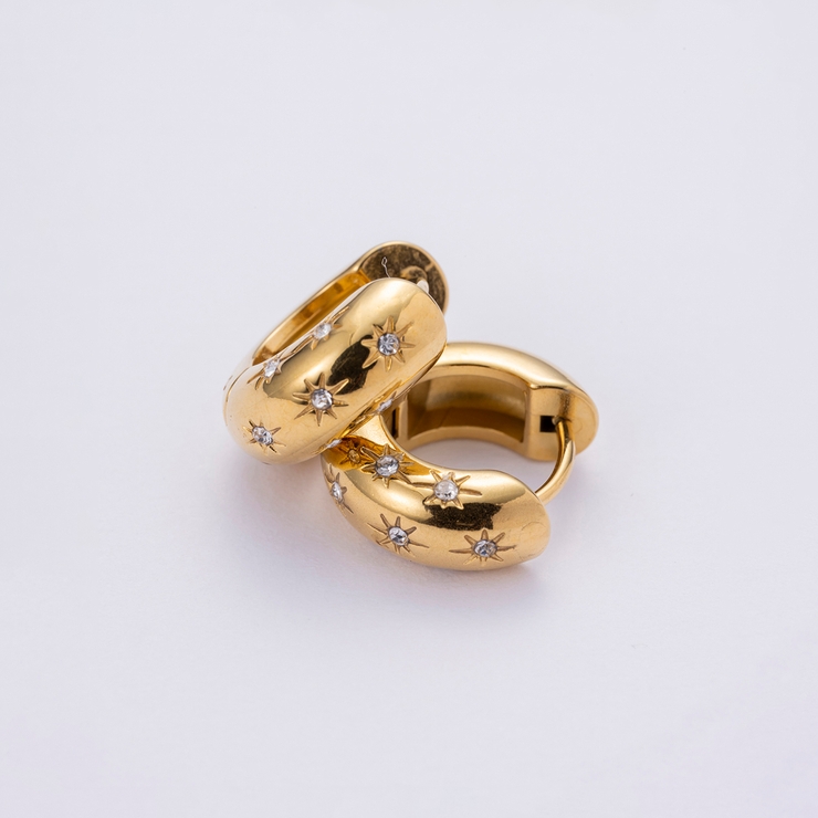 GOLD | スパークビジューフープピアス | 4quince