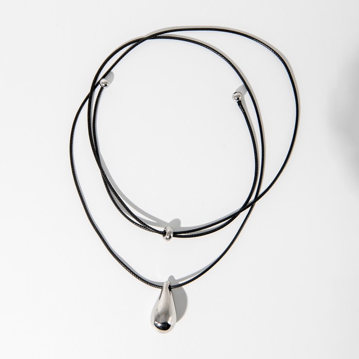 SILVER | レザードロップネックレス | 4quince