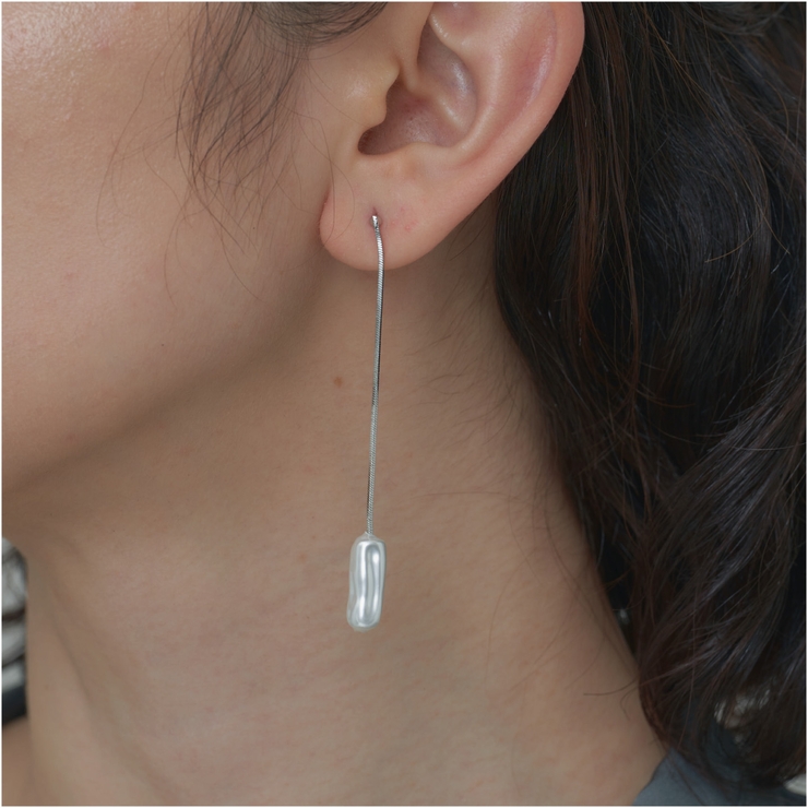 チェーンウェーブパールピアス シルバー | 4quince | 詳細画像1 