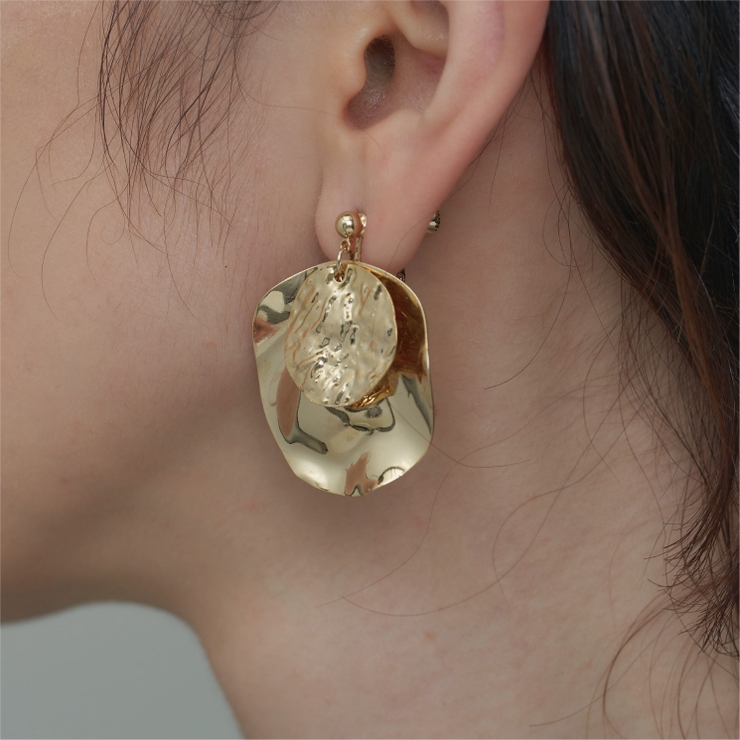GOLD | ダブルラウンドプレートイヤリング | 4quince