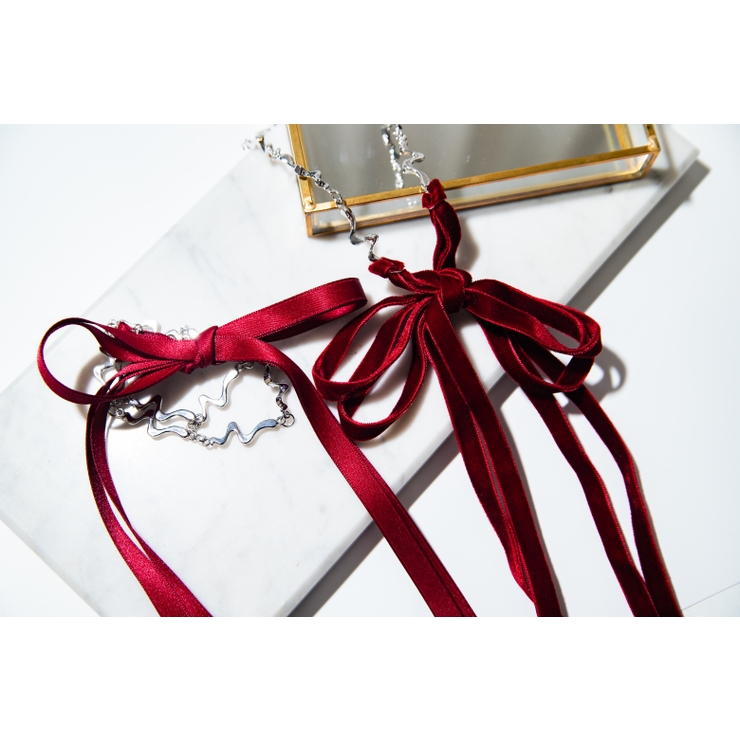 バーガンディー | リボンネックレス | 4quince