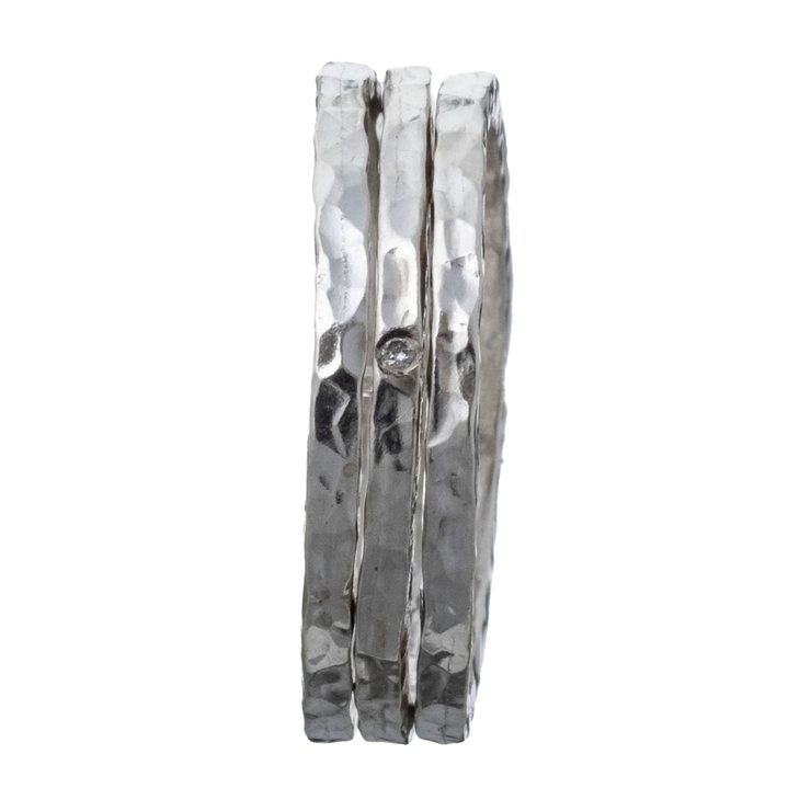 ElenoreJewelryエレノアジュエリーのダイヤモンド3連スタッカブルシルバーリング【ブランド、指輪、レディース、SILVER925、彼女、女性、オシャレ、プレゼント、ギフト、誕生日、クリスマス、バレンタイン】