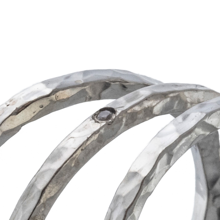 ElenoreJewelryエレノアジュエリーのダイヤモンド3連スタッカブルシルバーリング【ブランド、指輪、レディース、SILVER925、彼女、女性、オシャレ、プレゼント、ギフト、誕生日、クリスマス、バレンタイン】