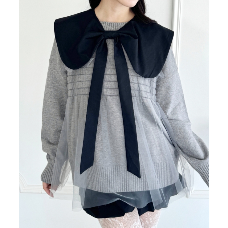 ブラック | リボン付け襟 | Outfitter lab