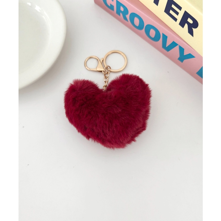 レッド | ハートファーキーチャーム ハートキーホルダー | Outfitter lab