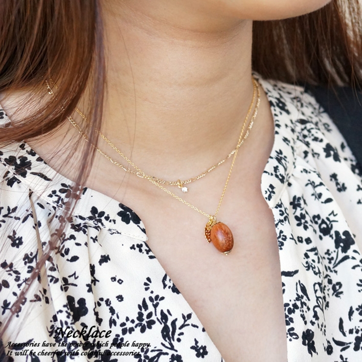 レディースネックレス チェーンネックレス どんぐり[品番：YUKA0007900