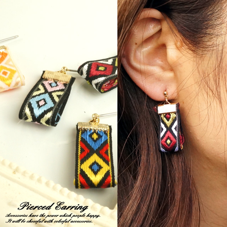 レディースピアス チロリアンテープ 民族衣装[品番：YUKA0006188