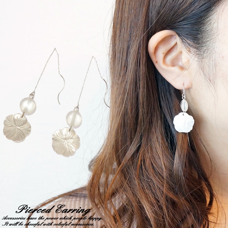 ① 桜モチーフ 蝶貝ネックレス&アメリカンピアス ① 桜モチーフ 蝶貝ネックレス&アメリカンピアス