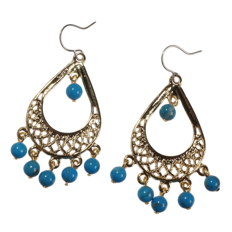 レディースピアス ターコイズ風 トルコ石風[品番：YUKA0007183