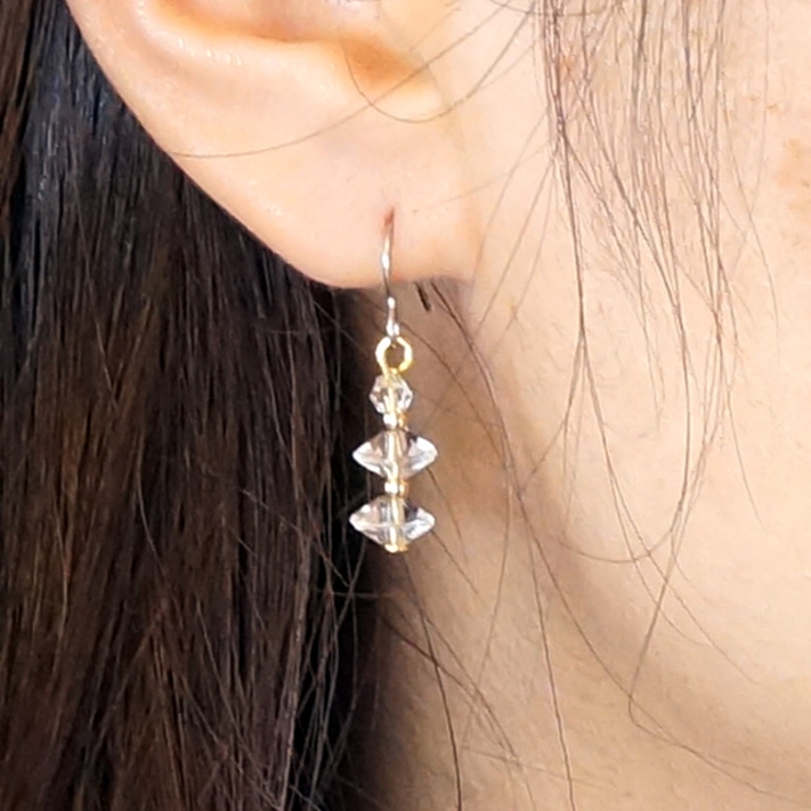 レディースピアス 3連 クリアビーズ | YUKATANゆかたん | 詳細画像4 