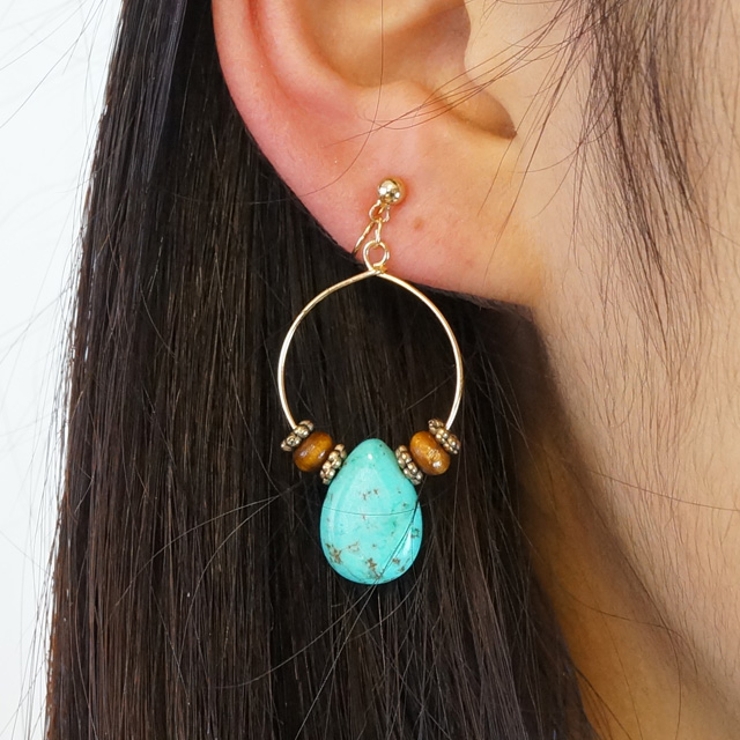レディースピアス ターコイズ風 トルコ石風 | YUKATANゆかたん | 詳細画像4 