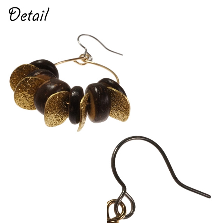 レディースピアス ウッドビーズ エンボス加工 | YUKATANゆかたん | 詳細画像3 