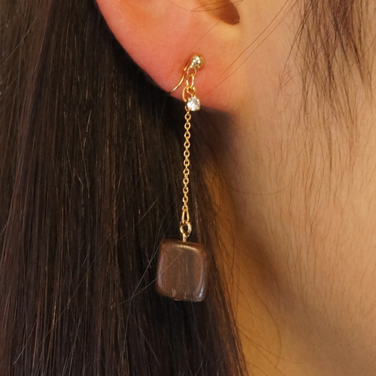 レディースピアス ウッドビーズ 異素材 | YUKATANゆかたん | 詳細画像4 