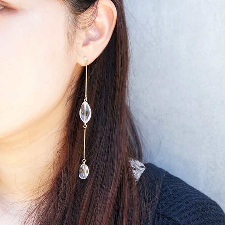 レディースピアス クリアビーズ 透明 | YUKATANゆかたん | 詳細画像5 