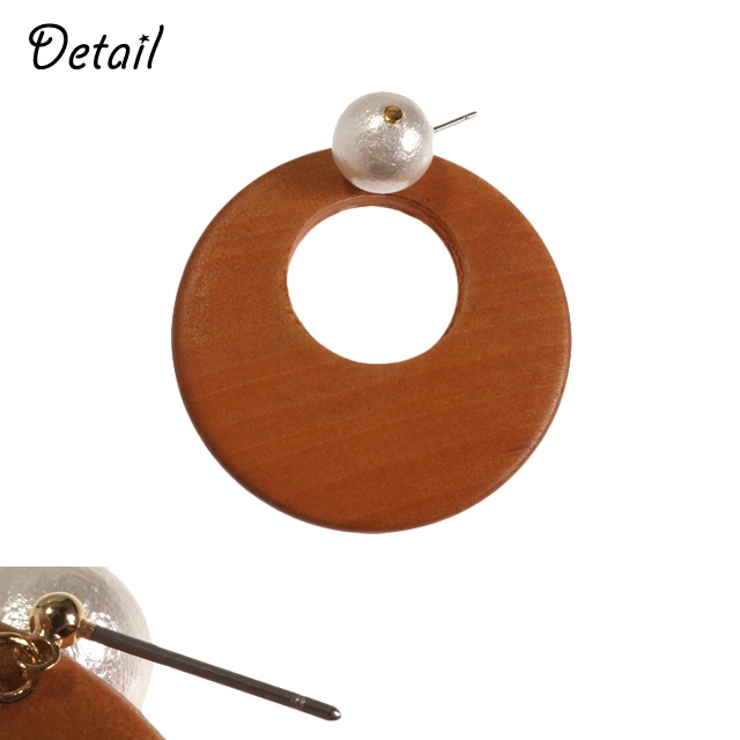 レディースピアス コットンパール ウッド | YUKATANゆかたん | 詳細画像3 