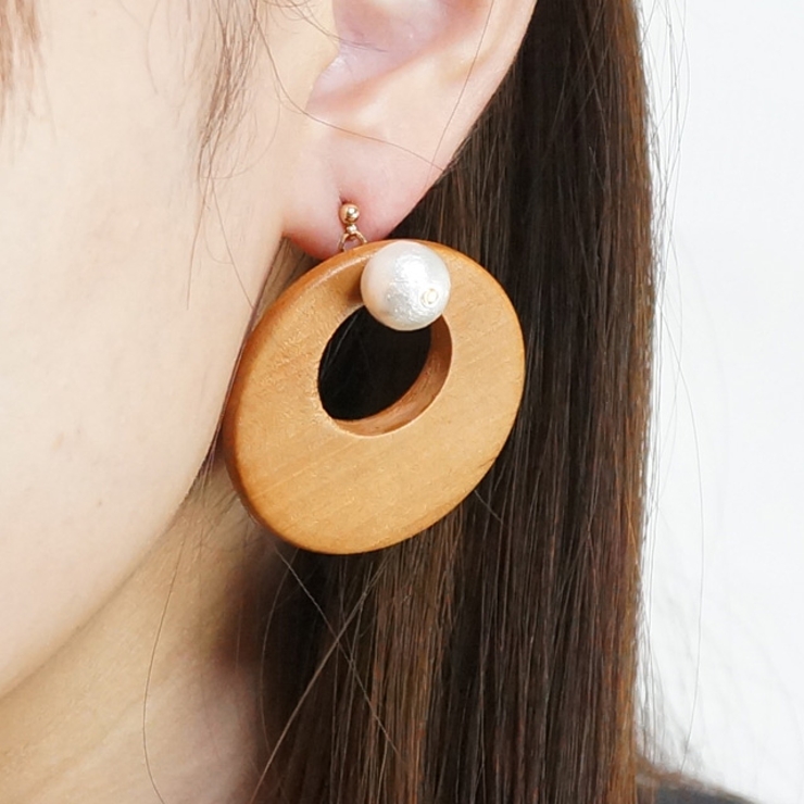 レディースピアス コットンパール ウッド | YUKATANゆかたん | 詳細画像4 