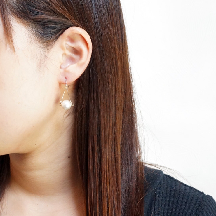 レディースピアス コットンパール トライアングル | YUKATANゆかたん | 詳細画像5 