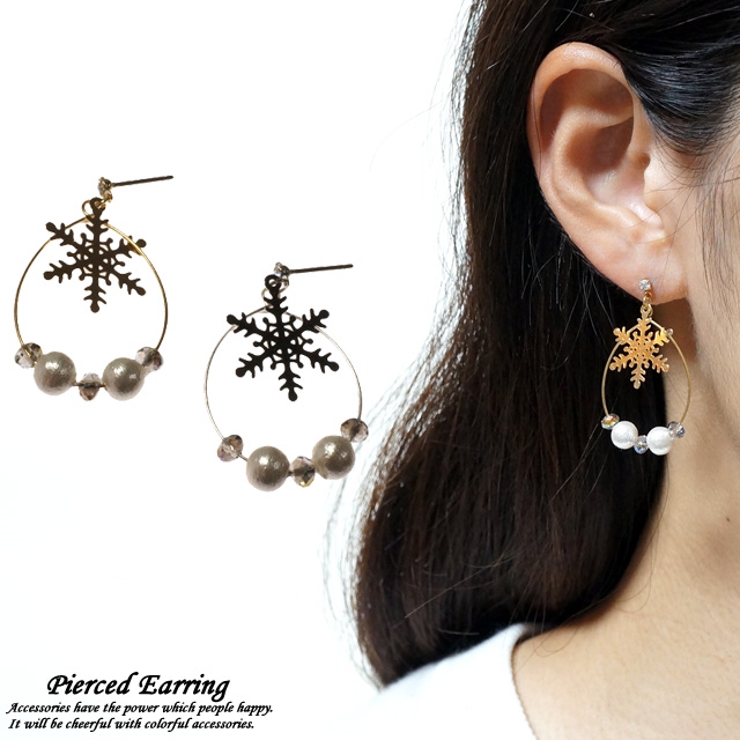 レディースピアス 雪の結晶 スノーフレーク | YUKATANゆかたん | 詳細画像1 