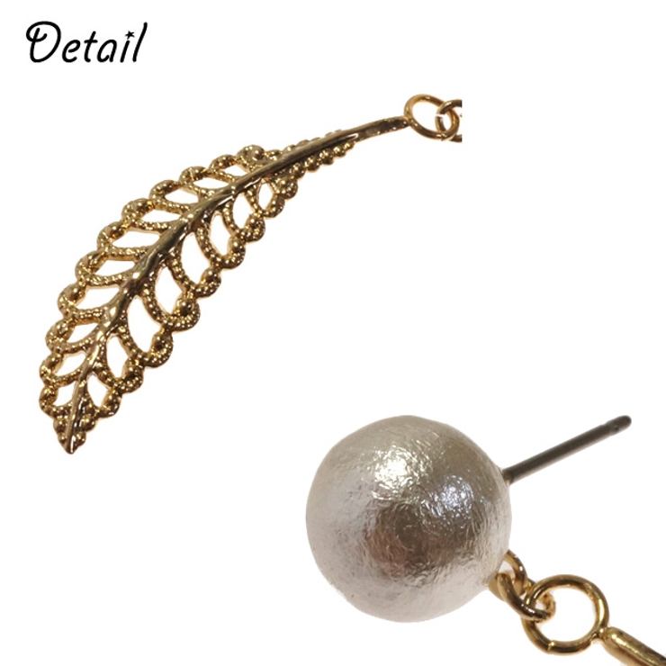 レディースピアス コットンパール フェザー | YUKATANゆかたん | 詳細画像3 