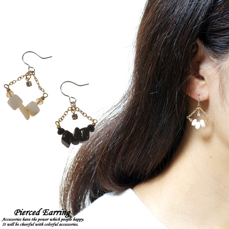 レディースピアス シェルビーズ 3粒 | YUKATANゆかたん | 詳細画像1 