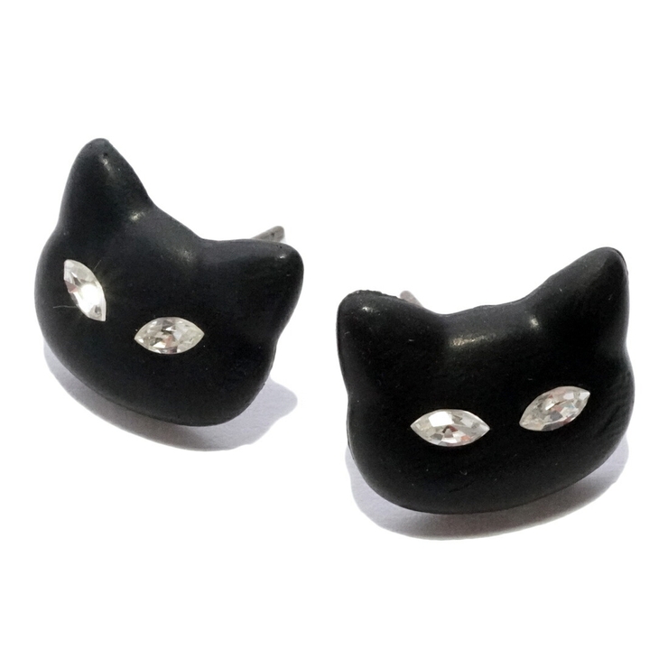 スタッドピアス 黒猫 ネコ[品番：YUKA0008583]｜YUKATANゆかたん