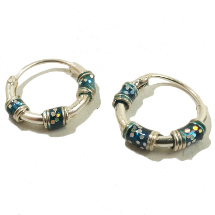 シルバーピアスフープラメキラキラエスニックシルバー925silver925フープピアス