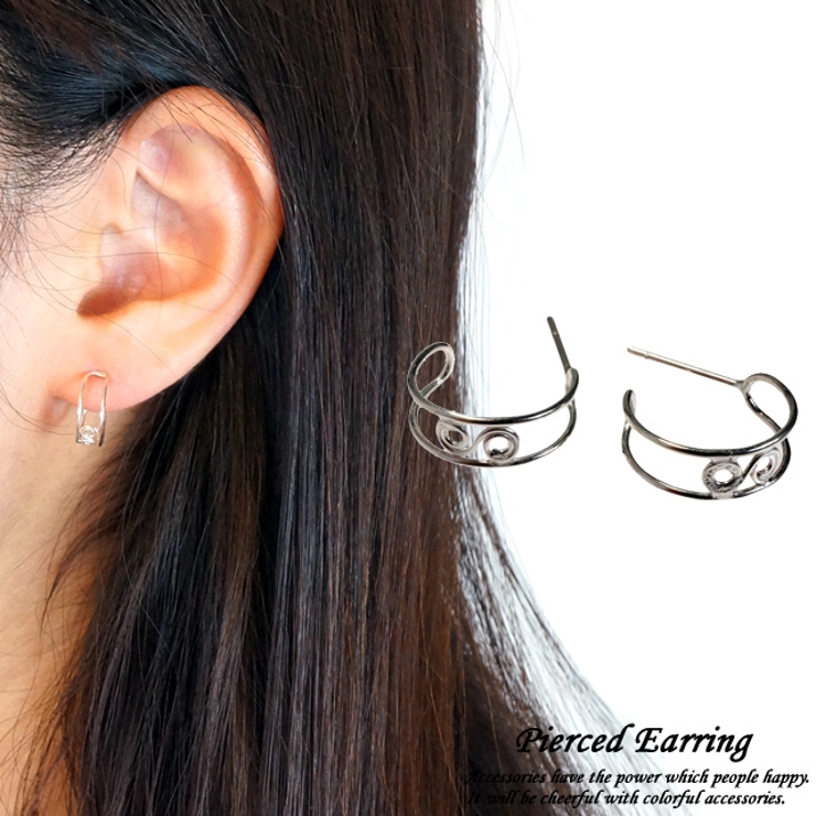 レディースピアス G型スタッドピアス ぐるぐる | YUKATANゆかたん | 詳細画像1 