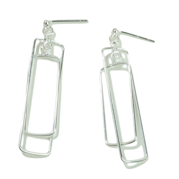 シルバーピアス 長方形 2連 | YUKATANゆかたん | 詳細画像2 