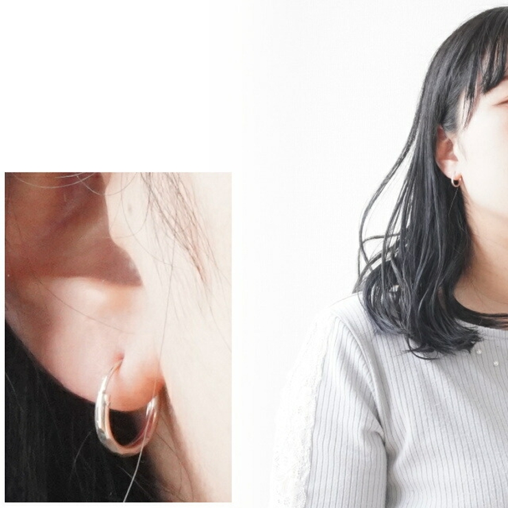 【たたあた】4x26 mm 両耳 ハンドメイド 925 フープピアス シルバーピアス シルバー925 フープピアス[品番：YUKA0008590