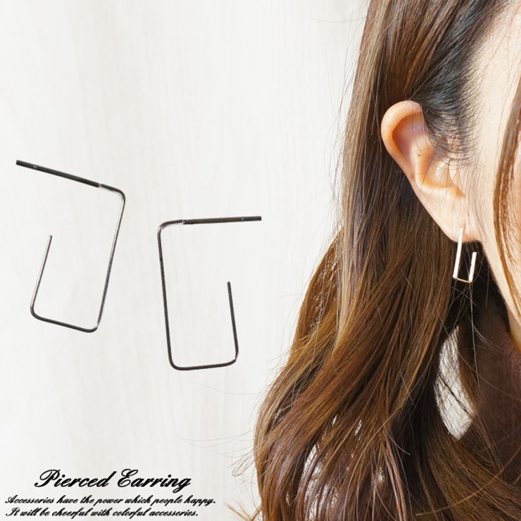 シルバーピアス 長方形 G型 | YUKATANゆかたん | 詳細画像1 