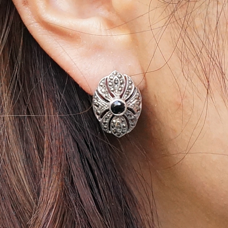 シルバーピアス 天然石 ブラックアゲート | YUKATANゆかたん | 詳細画像4 