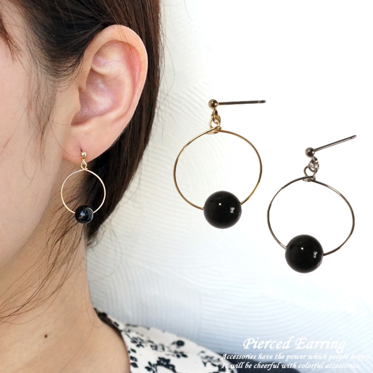 レディースピアス 天然石 オニキス | YUKATANゆかたん | 詳細画像1 