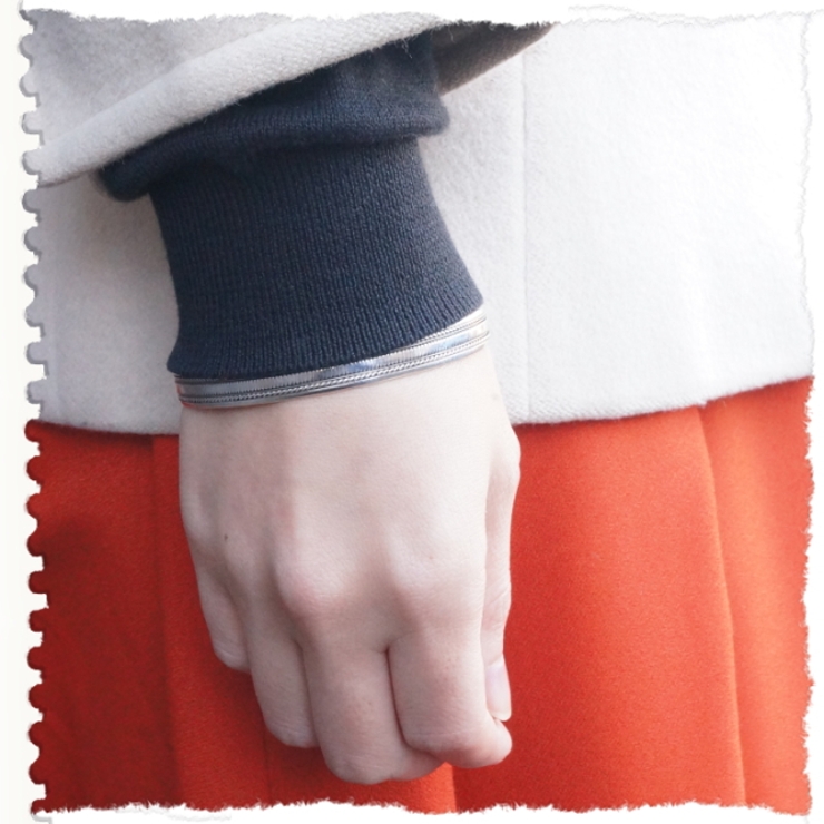 シルバー925 Silver エスニックワイドバングル/軽研磨/ブレスレット