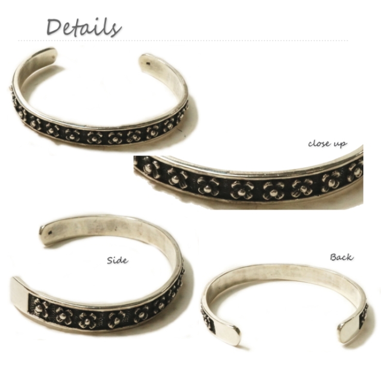 シルバー925製 小さなお花が連続する デザインシルバーバングルブレスレット | laplateriashu  | 詳細画像2 