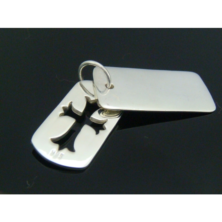 シルバー925 プレーンとクロスにくりぬかれたプレートの2枚組ペンダントトップ … | laplateriashu  | 詳細画像2 