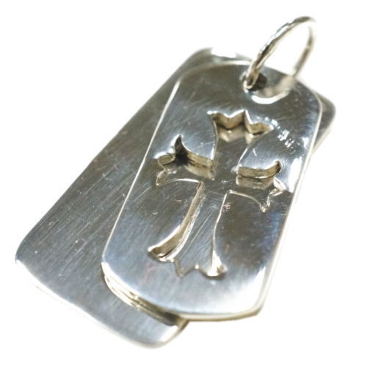 シルバー925 プレーンとクロスにくりぬかれたプレートの2枚組ペンダントトップ … | laplateriashu  | 詳細画像4 