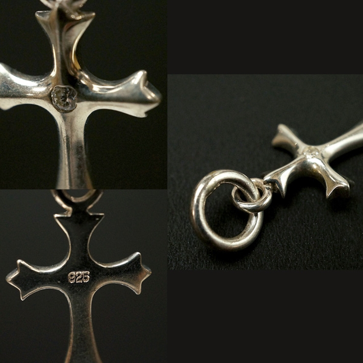 シルバー925 中央ののシンプルデザインクロス十字架ペンダントヘッド アクセサリー