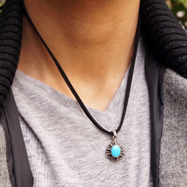 シルバー925 エスニックなデザインの石付きペンダントトップ 【シルバー製 | laplateriashu  | 詳細画像3 