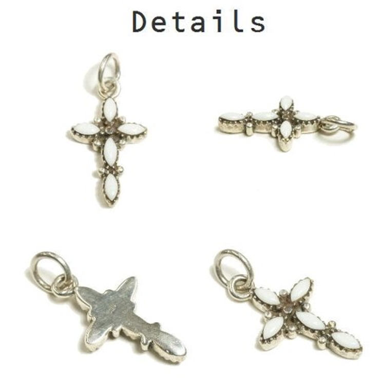 シルバー925 クロスをモチーフにした白い石付きペンダントトップ 【シルバー製 | laplateriashu  | 詳細画像2 