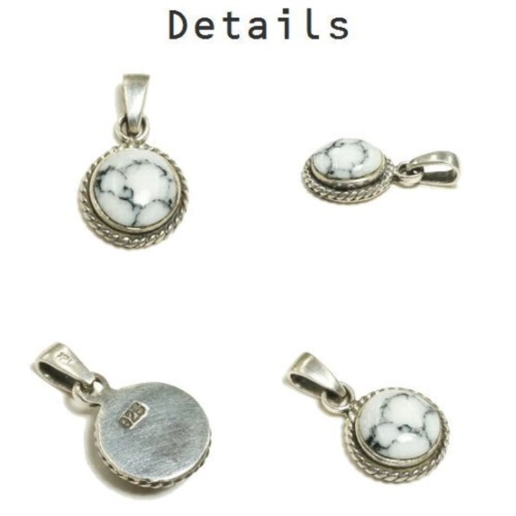 シルバー925 まんまるの白い小粒の石付きペンダントトップ 【シルバー製 | laplateriashu  | 詳細画像2 