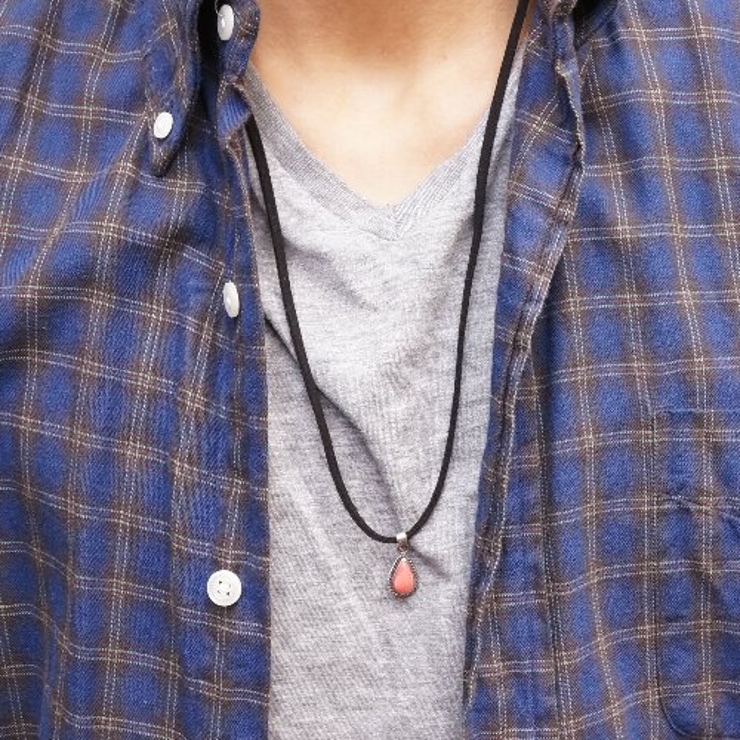 シルバー925 ネイティブ系雫型ピンクの石付きペンダントトップ 【シルバー製 | laplateriashu  | 詳細画像3 