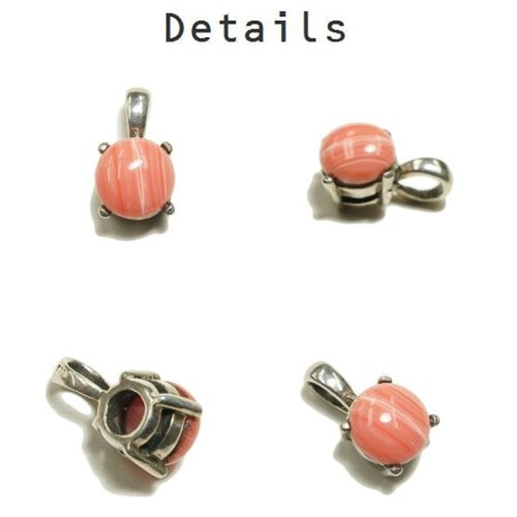 シルバー925 4つ爪フレームピンクの石付きペンダントトップ 【シルバー製 | laplateriashu  | 詳細画像2 