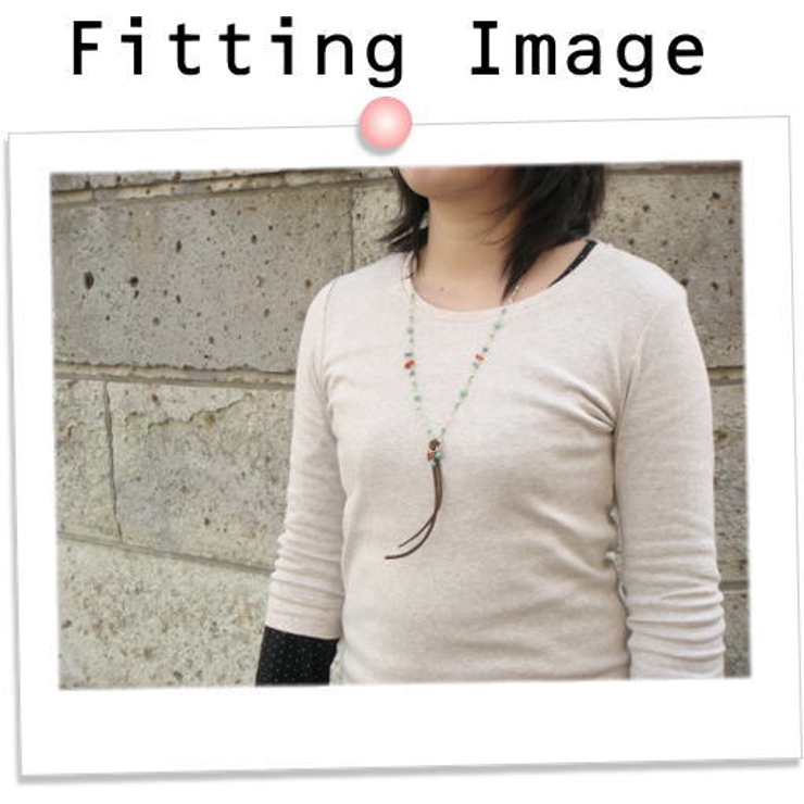 2カラー 革ひもとビーズのエスニックなコラボレーションのロングネックレス 【レデ… | YUKATANゆかたん | 詳細画像3 