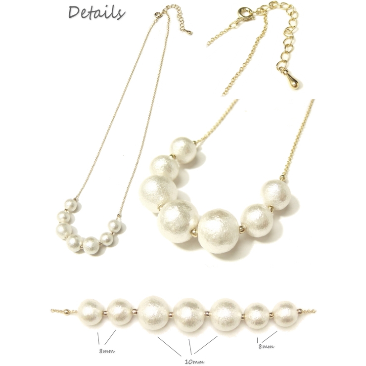 ちょっと大きめ10mm球と8mm球のコットンパールを使ったエレガントネックレス … | YUKATANゆかたん | 詳細画像3 