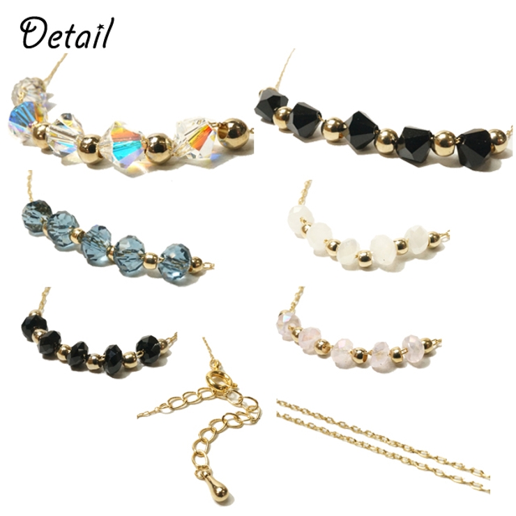 5粒のガラスビーズが輝くショートネックレス【ロングネックレス レディースネックレ… | YUKATANゆかたん | 詳細画像3 