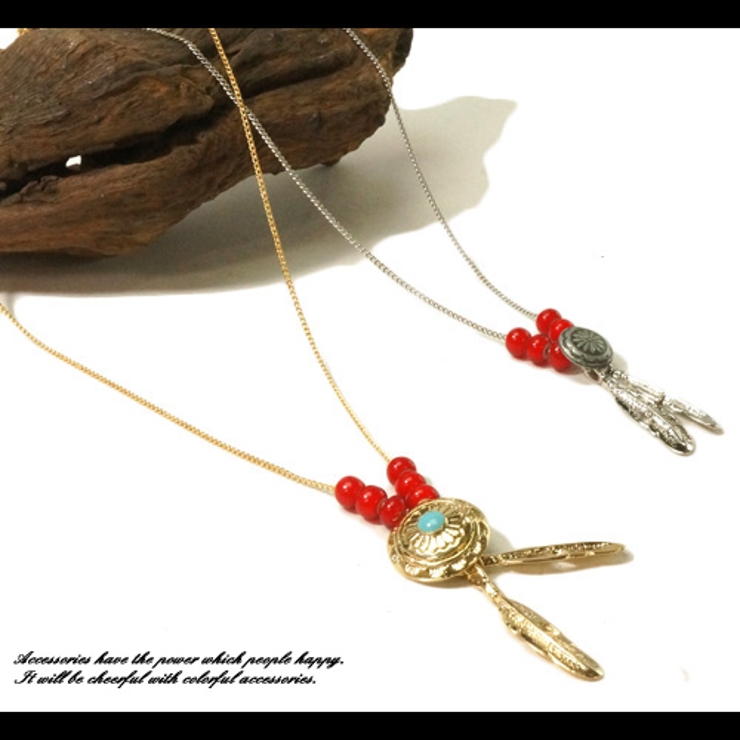 フェザーとコンチョのホワイトハーツビーズ装飾チェーンネックレス  アクセサリー[品番：YUKA0003418]｜YUKATANゆかたん（ユカタン）のレディースファッション通販｜SHOPLIST（ショップリスト）