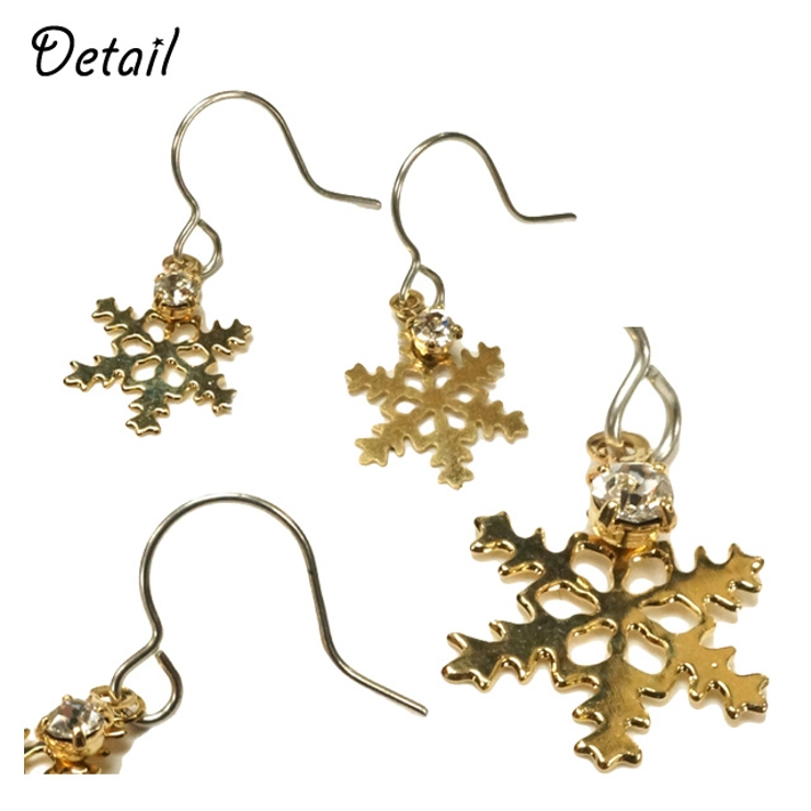 雪の結晶とガラスストーンが冬にピッタリのサガリピアス アクセサリー | YUKATANゆかたん | 詳細画像2 